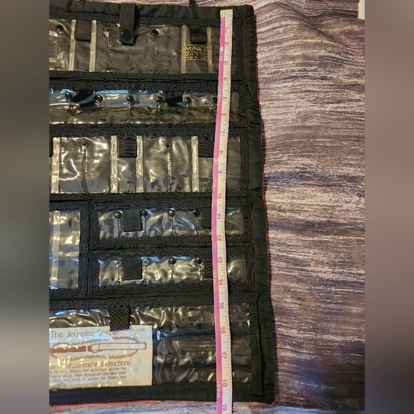 Vintage Mink Co. Red Floral Roll Up Jewelry Organizer Travel - Picture 9 of 14